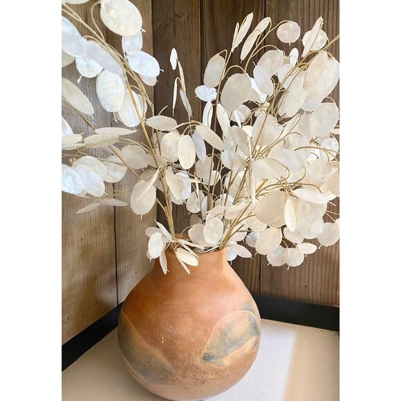 6x Faux Silver Dollar Eucalyptus Spray Stem 30" - Faux Lunaria Money Branch - Picture 2 of 6